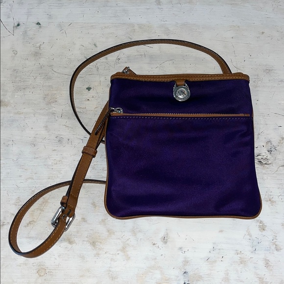 Michael Kors Royal Purple Kempton Nylon Crossbody Purse Bag - Picture 3 of 11